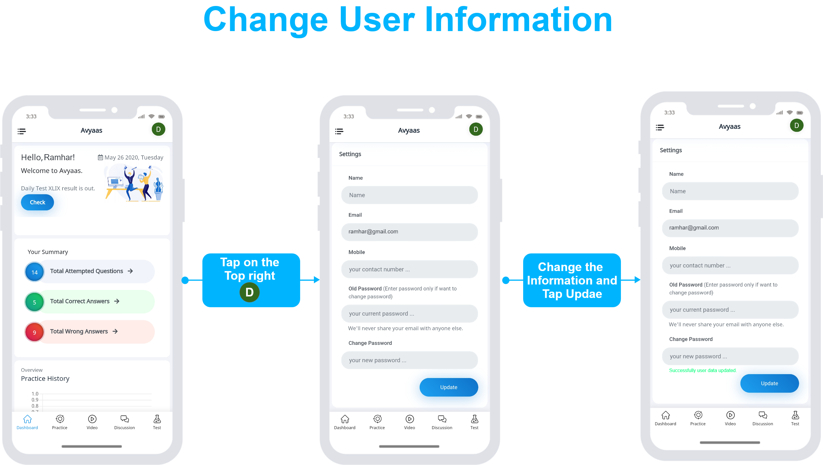 Update information screens